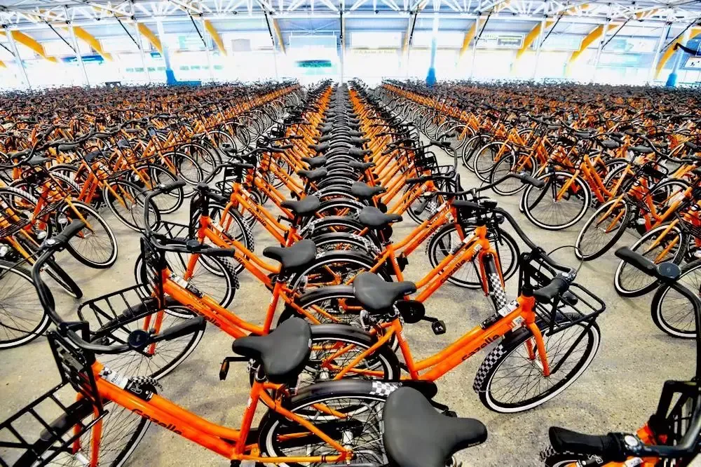 Afbeelding van oranje Gazelle fietsen