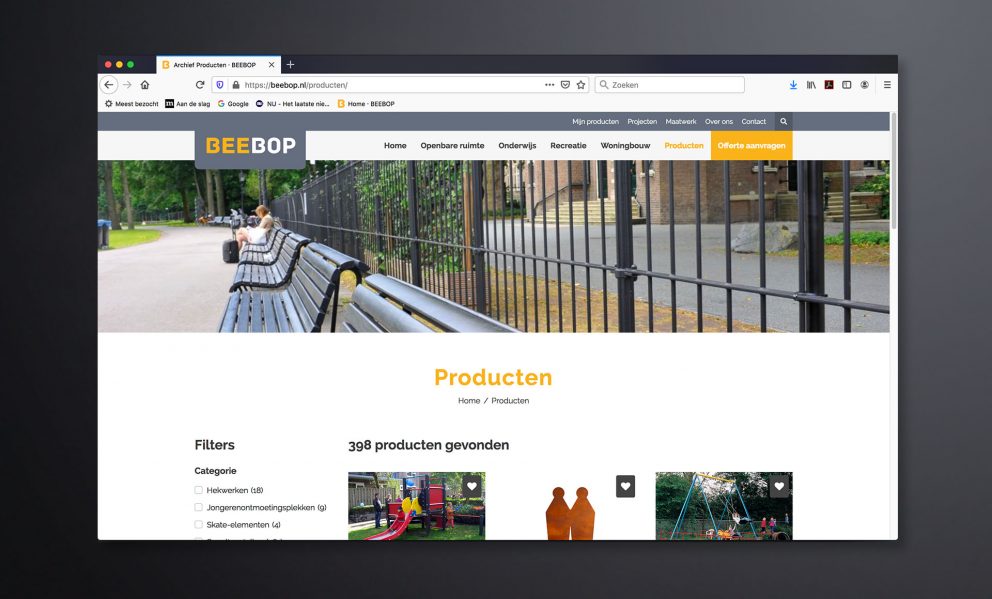 BeeBop website producten