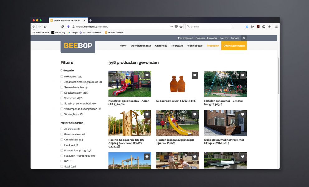 BeeBop website producten 2