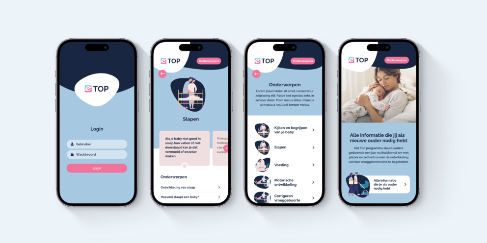 mock-up van het design van de EOP app